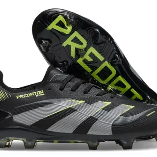 Adidas काला हरा संश्लेषित ऊपरी नियोन लाइम ब्रांडिंग फर्म-ग्राउंड सॉकर जूते