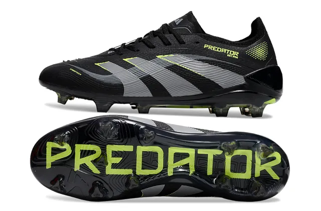 Adidas Chaussures de foot Firm-Ground avec upper synthétique noir vert, branding en neon lime 4