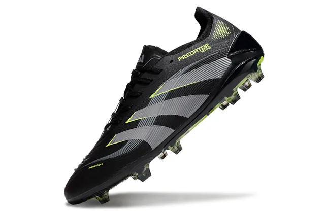 Adidas Chaussures de foot Firm-Ground avec upper synthétique noir vert, branding en neon lime 7