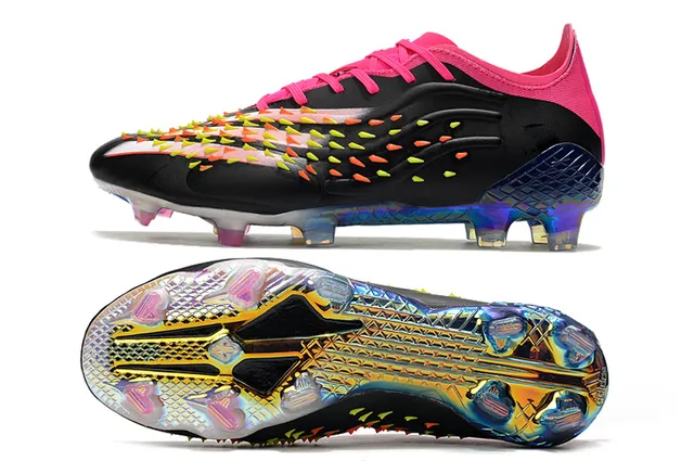 Adidas Noir Rose Bas de coupe Empeigne Asymétrique Lacets Couverture Terrain Ferme Chaussures de football 2