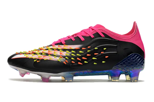 Adidas Noir Rose Bas de coupe Empeigne Asymétrique Lacets Couverture Terrain Ferme Chaussures de football 5