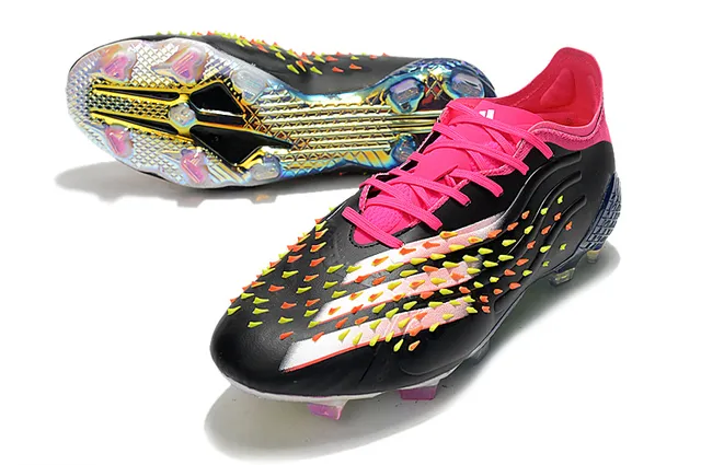 Adidas Noir Rose Bas de coupe Empeigne Asymétrique Lacets Couverture Terrain Ferme Chaussures de football 6