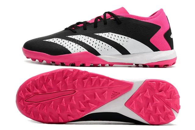 Adidas Black Pink Bas perforé synthétique supérieur terrain chaussures de football 2