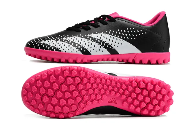 Adidas Black Pink Bajo-Corte Superior Sintético Patrón de Perforación Ventilación Artificial-Grass Zapatos de Fútbol 4