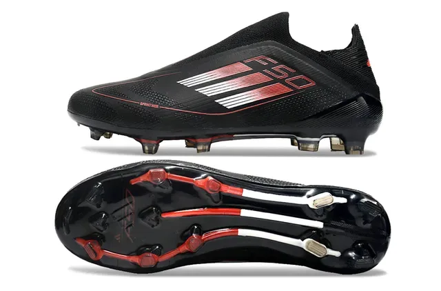 Adidas Chaussures de football noir et rouge upper knit ajustement chaussette système de lacets asymétrique surface ferme 6