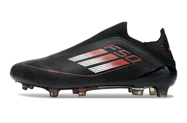 Adidas Chaussures de football noir et rouge upper knit ajustement chaussette système de lacets asymétrique surface ferme 7