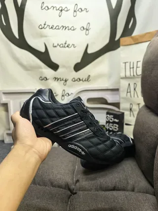 Adidas Black Silver Quilted Diamond-Stitched Upper Three-Stripe Side Panel Lifestyle Sneakers 5