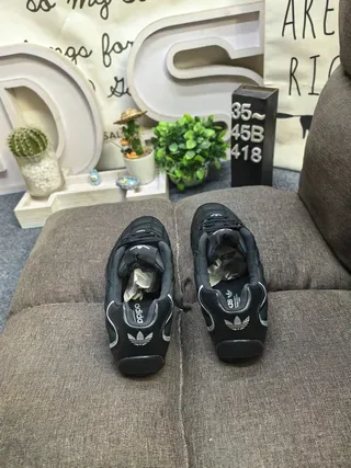 Adidas Black Silver Quilted Diamond-Stitched Upper Three-Stripe Side Panel Lifestyle Sneakers 8
