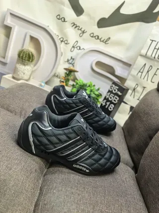 Adidas Black Silver Quilted Diamond-Stitched Upper Three-Stripe Side Panel Lifestyle Sneakers 9