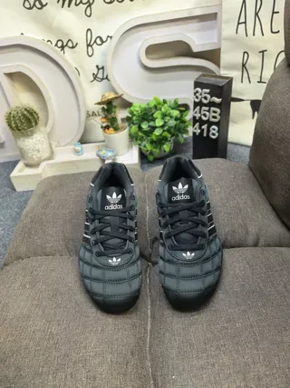 Adidas Black Silver Quilted Diamond-Stitched Upper Three-Stripe Side Panel Lifestyle Sneakers 10