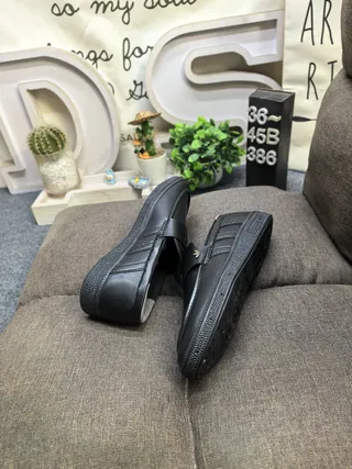 Adidas Black Slip-On Three-Stripe Side Panel Loafer 6