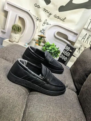 Adidas Black Slip-On Three-Stripe Side Panel Loafer 9