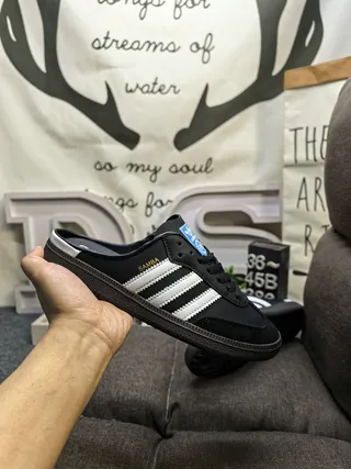 Adidas Black White Lace-Up Mule Three-Stripe Side Panel Casual Shoes 5