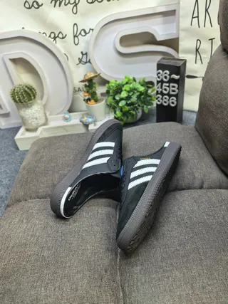 Adidas Black White Lace-Up Mule Three-Stripe Side Panel Casual Shoes 6
