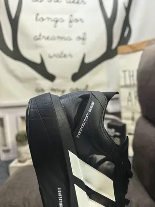 Adidas Black White Leather/synthetic Upper Three-Stripe Branding Lifestyle Sneakers 3