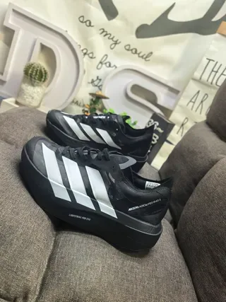 Adidas Black White Leather/synthetic Upper Three-Stripe Branding Lifestyle Sneakers 7