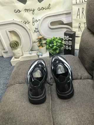 Adidas Black White Leather/synthetic Upper Three-Stripe Branding Lifestyle Sneakers 8