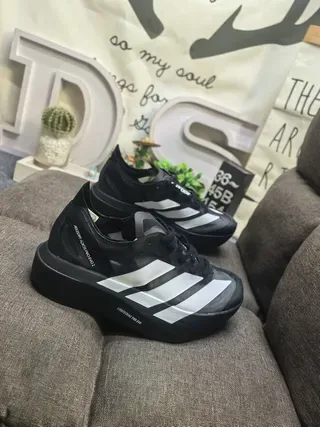 Adidas Black White Leather/synthetic Upper Three-Stripe Branding Lifestyle Sneakers 9
