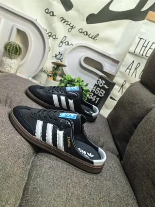Adidas Black White Leather Upper Three-Stripe Side Panel Lifestyle Sneakers 7