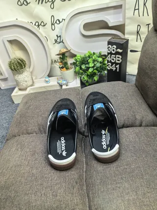 Adidas Black White Leather Upper Three-Stripe Side Panel Lifestyle Sneakers 8