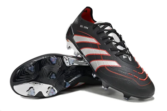 Adidas Chuteiras de futebol preto branco low-cut bootie upper esculpido sintético cage grama firme 4