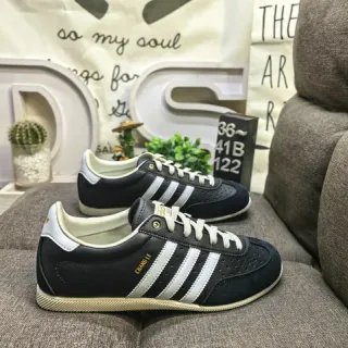 Adidas Black White Low-Top Leather Upper Lifestyle Sneakers