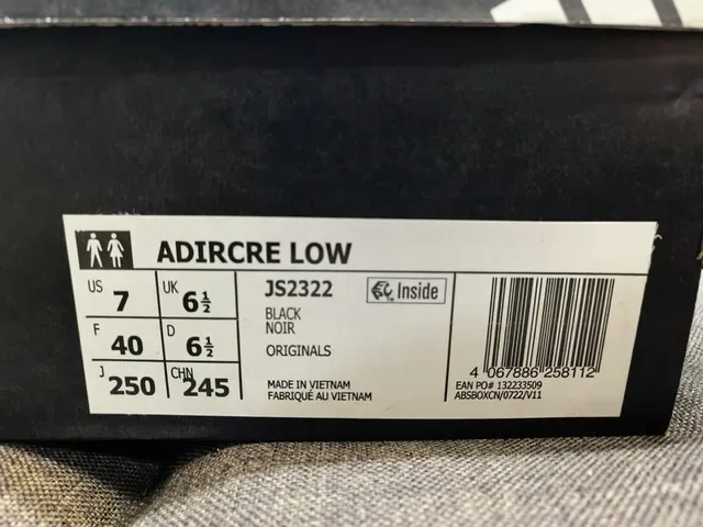 Adidas Black White Low-Top Leather Upper Sneakers 2