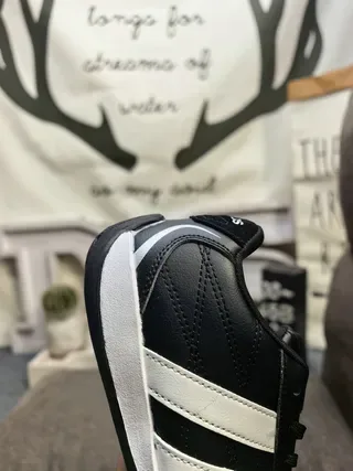 Adidas Black White Low-Top Leather Upper Sneakers 3