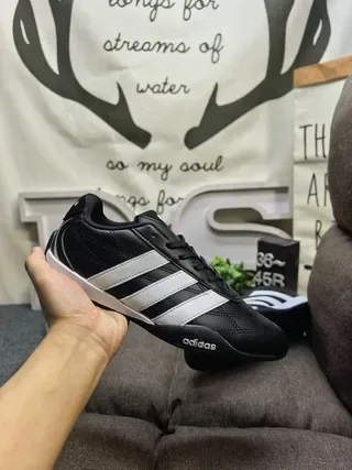 Adidas Black White Low-Top Leather Upper Sneakers 5
