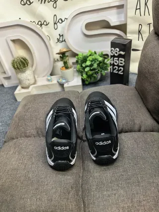 Adidas Black White Low-Top Leather Upper Sneakers 8