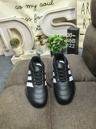 Adidas Black White Low-Top Leather Upper Sneakers 10