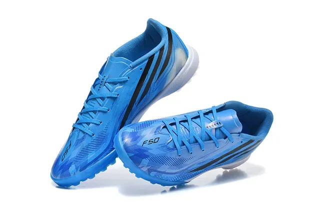 Adidas Blue Black Low-Cut Synthetic Upper Asymmetrical Lacing Artificial-Grass Soccer Shoes 2