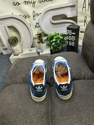 Adidas Blue Black Suede Upper Shell Toe Lifestyle Sneakers 8