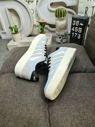Adidas Blue Gray Low-Top Three-Stripe Side Panel Lifestyle Sneakers 6