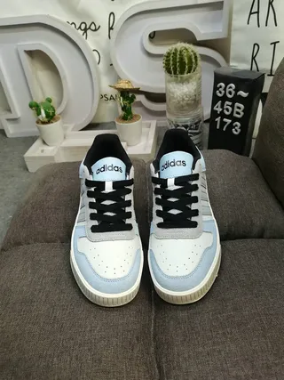 Adidas Blue Gray Low-Top Three-Stripe Side Panel Lifestyle Sneakers 10