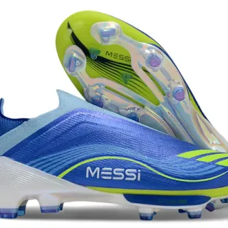 Adidas Blue Green Low-Cut Sock-Fit Upper Textured Ribbed Synthetic Firm-Ground Soccer Shoes