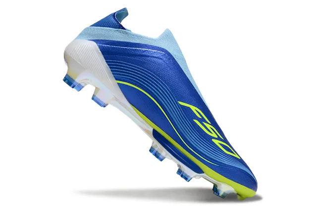 Adidas Blue Green Low-Cut Sock-Fit Upper Textured Ribbed Synthetic Firm-Ground Soccer Shoes 2