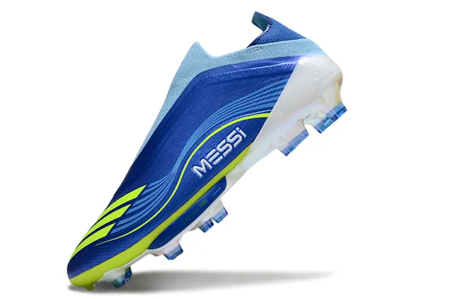 Adidas Blue Green Low-Cut Sock-Fit Upper Textured Ribbed Synthetic Firm-Ground Soccer Shoes 3