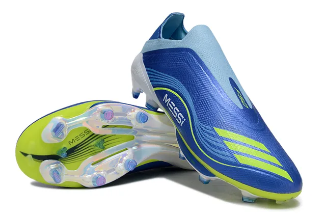 Adidas Blue Green Low-Cut Sock-Fit Upper Textured Ribbed Synthetic Firm-Ground Soccer Shoes 4