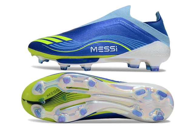 Adidas Blue Green Low-Cut Sock-Fit Upper Textured Ribbed Synthetic Firm-Ground Soccer Shoes 6