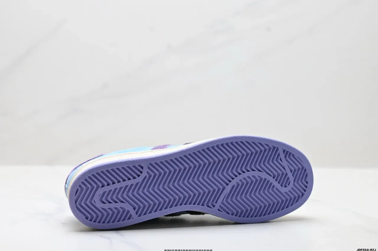 Adidas Blue Purple Suede Upper Three-Stripe Side Panel Lifestyle Sneakers 2