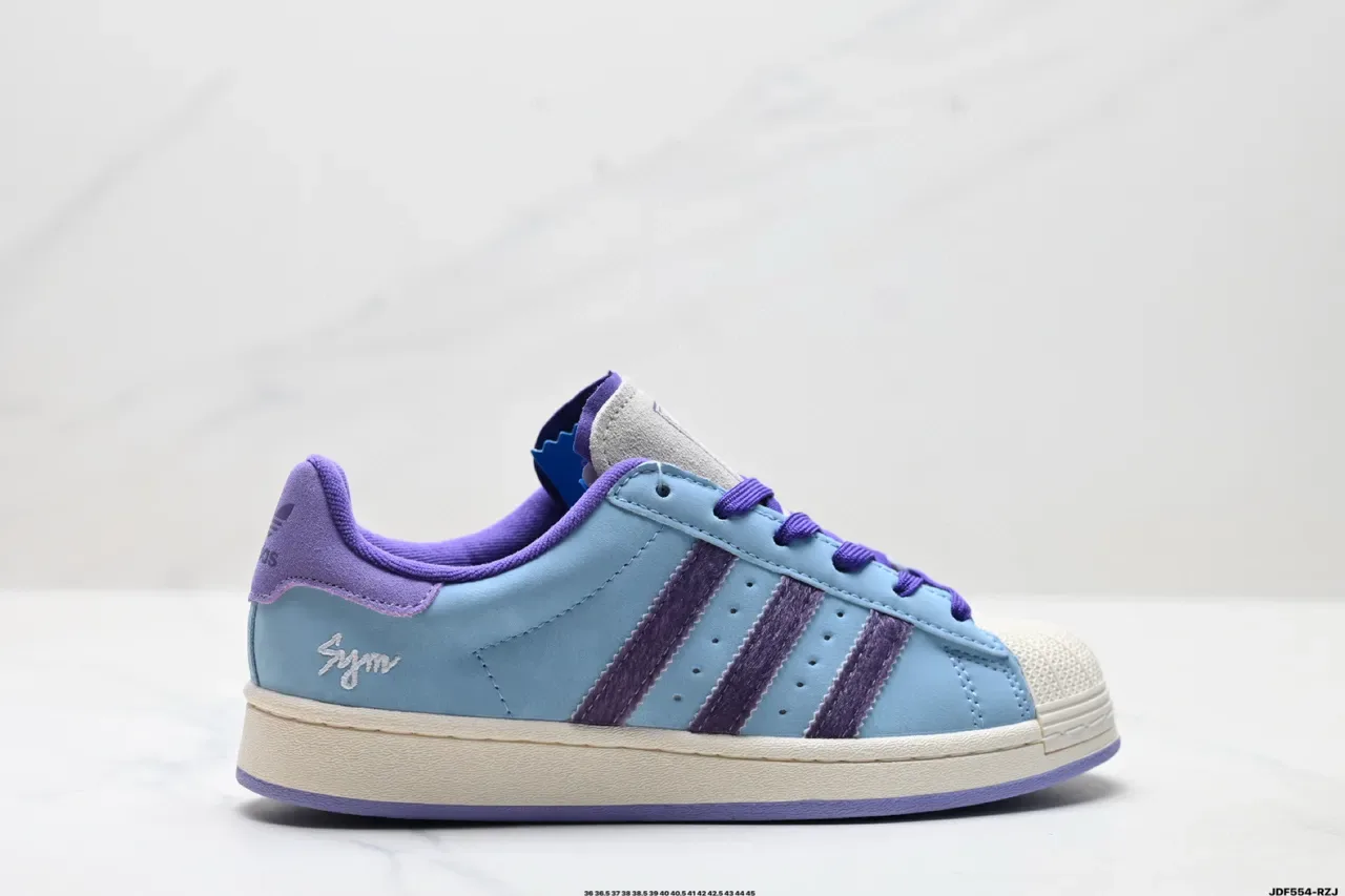 Adidas Blue Purple Suede Upper Three-Stripe Side Panel Lifestyle Sneakers 6