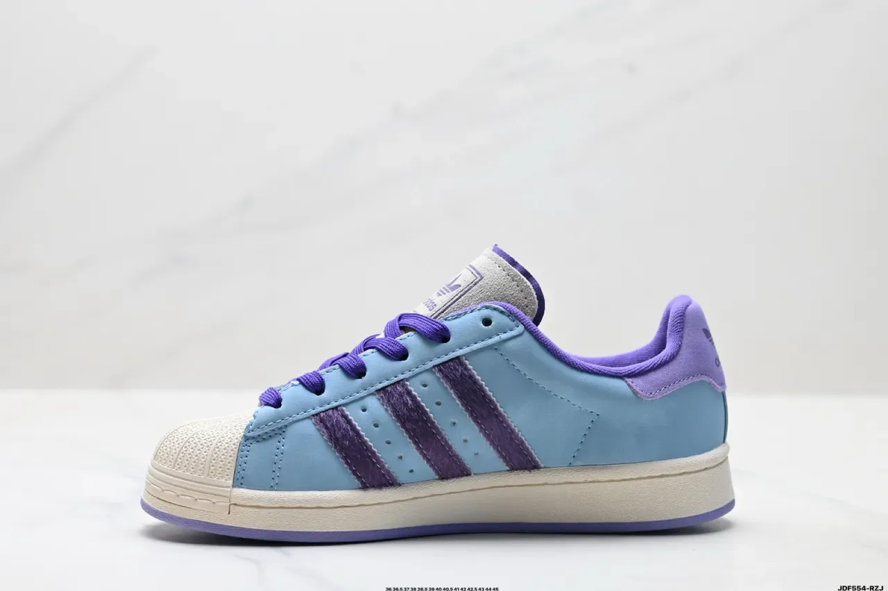 Adidas Blue Purple Suede Upper Three-Stripe Side Panel Lifestyle Sneakers 8
