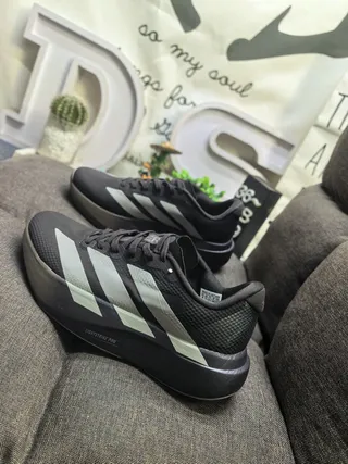 Adidas Blue Silver Camouflage Upper Three-Stripe Branding Running Shoes 7