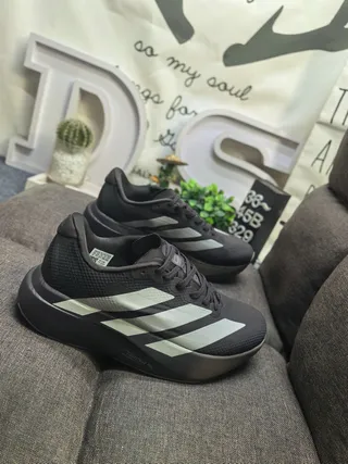 Adidas Blue Silver Camouflage Upper Three-Stripe Branding Running Shoes 9