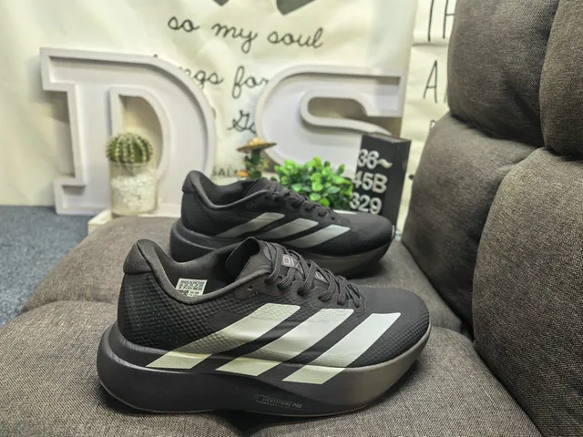 Adidas Blue Silver Camouflage Upper Three-Stripe Branding Running Shoes 11