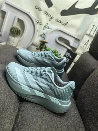 Adidas Blue Silver Camouflage Upper Three-Stripe Branding Running Shoes 17