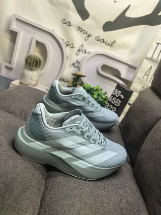 Adidas Blue Silver Camouflage Upper Three-Stripe Branding Running Shoes 19