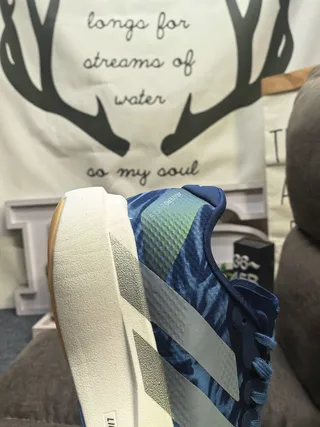 Adidas Blue Silver Camouflage Upper Three-Stripe Branding Running Shoes 23