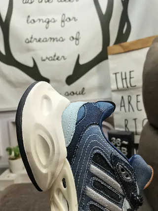 Adidas Blue White Denim Upper Sculpted Midsole Chunky Sneakers 3